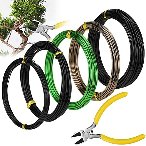 REFORUNG 5 Rotoli Filo Alluminio per Bonsai Filo Metallico per Bonsai 1/1,5/2 MM Alluminio per Bonsai Albero Giardinaggio Filo per Legatura Bonsai con Pinze per Legare Piante, Bonsai (10M per Rotolo)