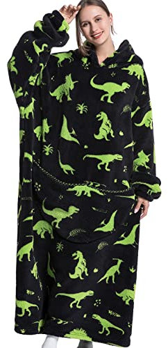 Übergroße Kapuzenpullover-Decke mit riesiger Tasche, Sweatshirt-Decke für Damen und Herren, Einheitsgröße, Dinosaurier, One size