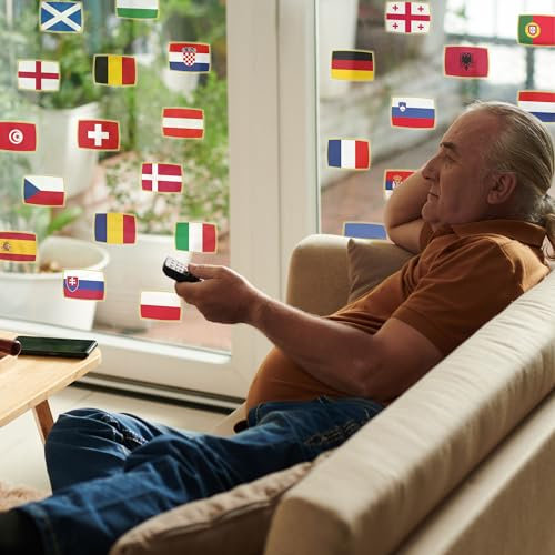 Stickerscape European Football Window Stickers Tournament Country Flags Decals Removable Repositionable Reusable Football Window Stickers Window Display (Tournament Flags - Regular Size)