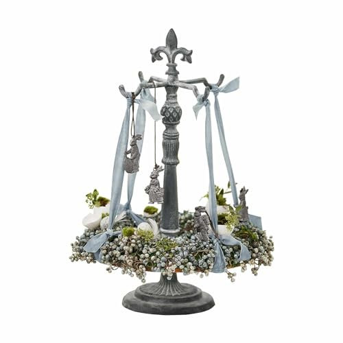 Loberon Kranzständer Antwan, Adventskranzständer, Antik-Finish, Advent, Weihnachtsdekoration, Weihnachten, Gusseisen, antikgrau