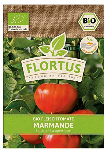 FLORTUS BIO Fleischtomate Marmande | Gemüsesamen | Tomatensamen | Fleischtomatensamen | Samen zur Anzucht für Garten, Balkon, Küche & Fensterbank