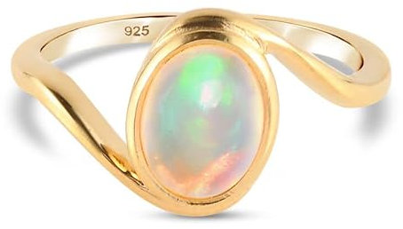 SHOP LC 0.85 Karat natürlicher äthiopischer Opal-Bypass-Ring aus 925er Sterlingsilber, vergoldet – eleganter Edelsteinschmuck für Damen