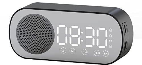 Hsthe Sea Reloj Despertador Digital Radio portátil Reloj Despertador con Altavoz BT Pantalla LED Grande Radio Reloj matutino para Dormitorio Oficina