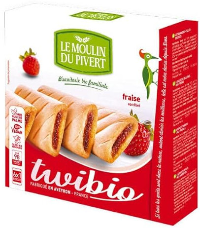 TWIBIO FOURRÉS AUX FRAISES 150G, LE MOULIN DU PIVERT, UNITÉ
