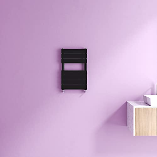 Black Towel Radiators Designer Flat Panel Heated Towel Rad Bathroom Ladder Radiators Central Heating Warmer Wall Mounted Ladder Rad 650x400mm