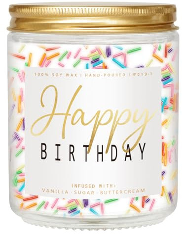 Happy Birthday Candle - Vanilla Cream Birthday Candle, Unique Birthday Gifts for Women - 7oz Scented Candle with Sprinkles, Birthday Gifts for Men/Best Friend