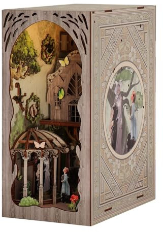 MagiDeal Book Nooks Kits Nooks Kits Puppenhaus Buchstützen Bücherregal mit Staubschutz Bücherregal Einsatz Dekor Geschenke Buchstützen Modellbau