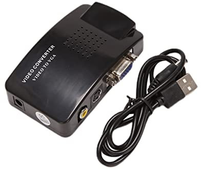 Knadgbft AV to VGA Adapter RCA VGA Converter PC RCA Composite S-Video AV Input to PC VGA LCD Output Converter Switch Box