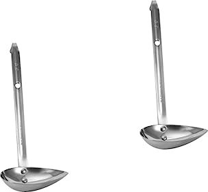 HOMSFOU 2 Pcs Drizzle Spoons Stainless Steel Silverware Sauce Spoons Tableware Cutlery