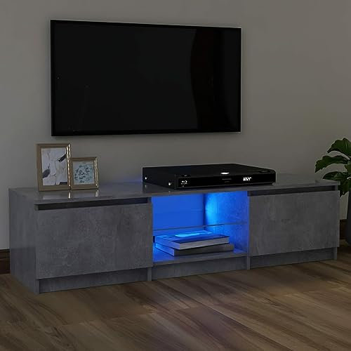 IKAYAA TV-Schrank Mit Led Fernsehschrank Fernsehtisch Mit Led Lowboard Betongrau TV Kommode TV Board 120 x 30 x 35.5 cm TV Möbel TV Unterschrank TV Sideboard