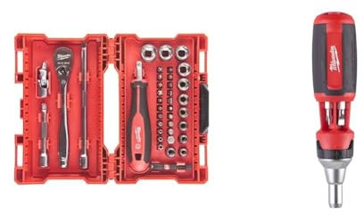 Milawaukee Ratchet, Socket and Bit Set 1/4 Inch 38 Pieces & Universal Ratchet Screwdriver 10 in 1 Color E 0 W 0 V Multicoloured One Size, 4932471598