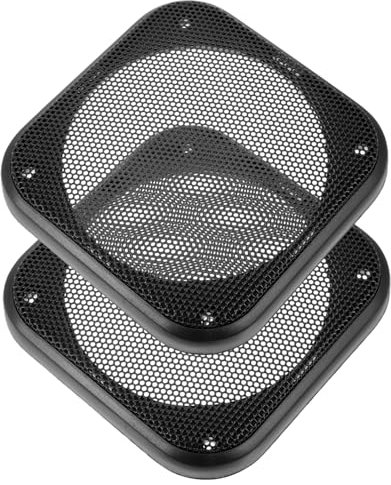 DRESSOOS 2pièces Couvercle Haut-Parleur Carreau pour Voiture Protection Haut-Parleur Métallique Accessoire De Caisson Basse Installation Facile Et Compatible
