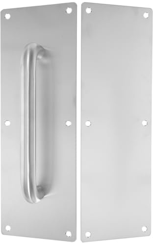 HEMOTON Poignée De Porte Commerciale En Acier Inoxydable Avec Plaque Large Poignée De Traction Pour Portes D'Entrée Intérieure Et Coulissante Accessoire De Quincaillerie Durable 11.81X3.94X2.24In