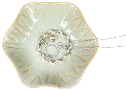 Nwvuop Cuenco decorativo de cerámica para joyas, cuenco pequeño, cuenco de cerámica para llaves (verde claro)