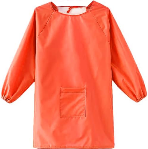 YeeHeen Art Smock Artist Painting Apron Waterproof Long Sleeve Smock with Pocket Orange XXL