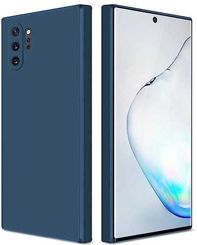 GiiYoon Case Compatible with Samsung Galaxy Note 10 Plus, Silky-Soft Touch Full-Body Protective Phone Silicone Case, Shockproof Cover with Microfiber Lining, Blue