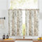 TOPICK Linen Blend Black Floral Kitchen Curtains 36 Inch Drop Small Cafe Curtains Light Filtering Short Curtain Tiers for Bathroom Cupboard Cabinet Sink Rod Pocket 2 Panels