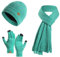 Enwokran Wintermütze Touchscreen Handschuhe Lang Schal Set Unisex Beanie Mütze Fleece Warme Haube Winterschal Kaschmir Strickmütze Strickschal mit Fleece Gefütterte Thermo Handschuhe (Blauer See)