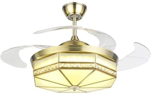 Habrur Deckenventilator mit Licht, einfacher integrierter Deckenventilator, einziehbar, kreatives Dekor für Schlafzimmer, Kronleuchter