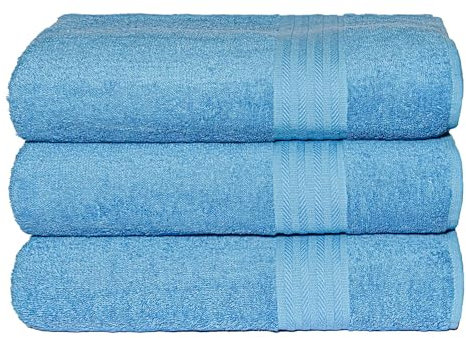 nice homeit Lot de 3 Serviettes de Bain Extra Douces, 100% Coton, fabriquées en Italie, très absorbantes et à séchage Rapide, Dimensions 75 x 140 cm, Couleur Bleu Clair