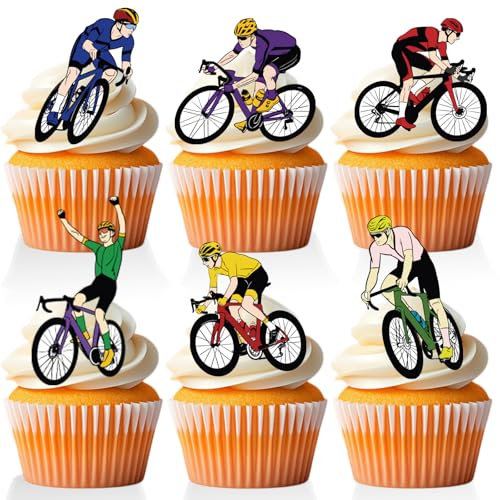 18 PCS Bike Cupcake Toppers For Kids Adult Happy Birthday Bicycle Cycling Sport Theme Cake Decor Dirtbike Birthday Party Decorations Supplies