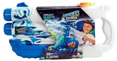 Waterzone Storm Double Blaster, farbig Bedruckt, Pumpmechanismus, Doppelstrahl, Tankvolumen: 900ml, Reichweite: 8m, 36cm, ab 3 Jahren