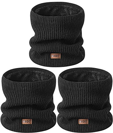 MSDC Schal Herren Winter 3 Stück, Halswärmer Schlauchschal Damen Thermal Dick Warm mit Fleece Gefüttert Kaltes Wetter, Loop Halsschlauch Halstuch Herren Ski-Gesichtsmaskenabdeckung(Schwarz*3)