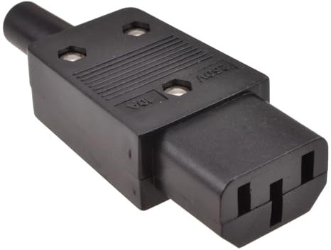 TECHZOCO Conector IEC C13 Hembra de 3 Pines, Conector alimentación C13, Enchufe C13 Hembra, Enchufe IEC C13, Adaptador C13 3 Pin, IEC-60320 C13, Apto para Cable de 0,75 mm2, 250 voltios, 10A, Recto