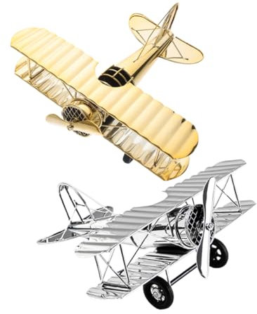 Cabilock 2stücke Flugzeugmodell Aus Metall Retro-Flugzeug Vintage-flugzeugornament Eisenhandwerksmodell Für Zimmer Und Desktop-Dekoration