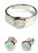 Cavill Welo Opal Silber Set 0,82 ct Äthiopischer runder Cabochon 5 mm Ring & Ohrringe 925 Sterling Silber moderner eleganter Schmuck blau grün rosa schillernd