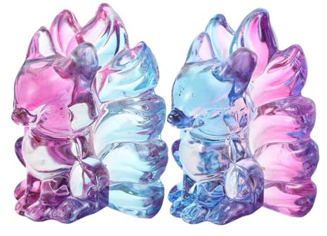 HOMOCONO 2stücke Handgefertigte Glas-fuchsfiguren Realistische Kristall-neun- -Fuchs-skulptur Für Einzigartige Wohn Und Bürodeko Sammlerstück Mit Liebevollem Design