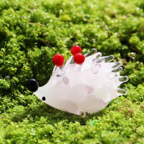 Crrezhai Handgeblasener Glas-Igel Deko: Kristall Tierfigur Handarbeit Wohnaccessoires, Sammelstücke Geschenkidee, Glas Skulptur für Zuhause Pink