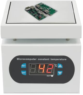 Lötstation Heizplatte - 350W Elektrische Vorwärmstation mit LED-Anzeige & Mikrocomputer | Schweißstatio Rework Heater für SMD-Löten bis 400 ℃ - Heizplatte für Reparaturarbeiten (100 x 100mm)