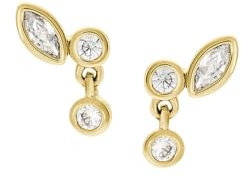 Fossil Damen-Ohrringe aus Messing mit Ohrsteckerverschluss, Helles Gold