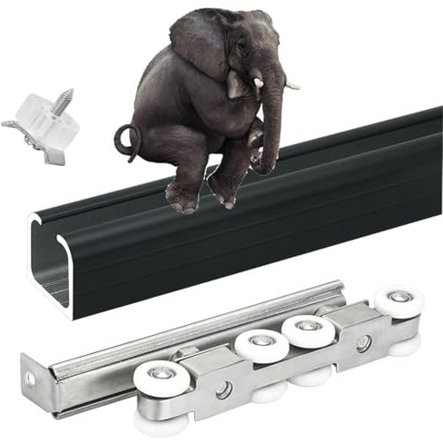 24ft 20ft 18ft 16ft 12' 8ft 6ft Heavy Duty Sliding Barn Door Hardware Track Kit Exterior,Low Profile Pocket Do