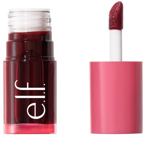 e.l.f. Sheer For It Blush Tint, vielseitiger Lippen- und Wangen-Tint, für einen natürlichen, langanhaltenden Farbkick, vegan und tierversuchsfrei, Left On Red