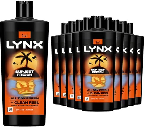 Lynx Sunset Fresh XXL 3 in 1 Shower Gel for Men 700ml Pack of 12 Hair Face & Body Wash Mango & Mandarin Scent 12H Sweat & Odour Protection Lynx Shower Gel Multipack