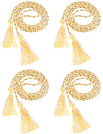 QUARKZMAN 4Stk Quasten Abschlusskordeln Gold/Weiß Ehrenkordeln 150cm L | 2025 Abschluss Ehrenkordel, Geflochtene Kordeln mit Quaste Bachelor Gown Nähen, Abschlussfeier für Master Doktorata