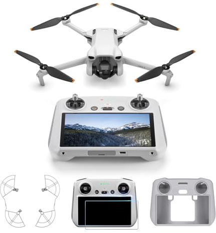 DJI Mini 3 (DJI RC) mit Kartenleser, Matte und Speicherkarte, faltbare Drohne mit 4K HDR-Kamera, 38 Minuten Flugzeit, vertikale Aufnahme, weniger als 249 g