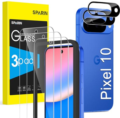 SPARIN für Google Pixel 10 Panzer Schutz Glas, 3+2 Stück | mit Montagehilfe, 9H Härte, Kratzfest, HD-Klar, 3 Schutzfolie und 2 Kameraschutz