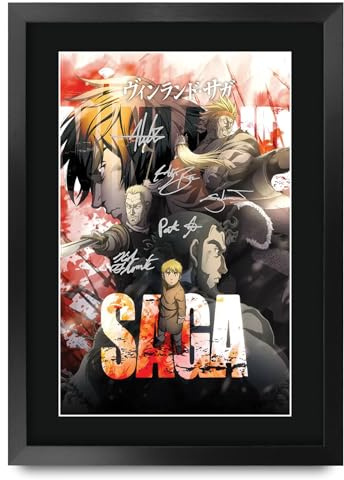 HWC Trading Vinland Saga Japanese Anime Geschenke Gedrucktes Signiertes Autogramm Poster für Fans von Fernsehn Memorabilien - A3 Gerahmt