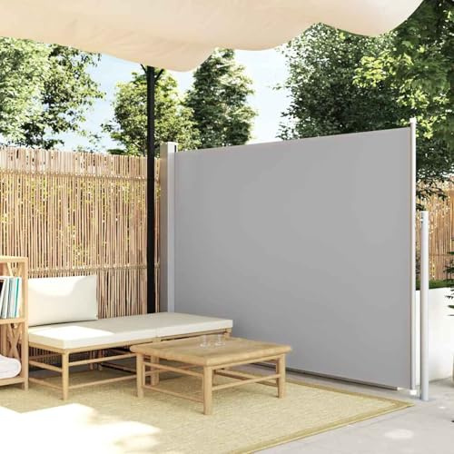 Gecheer Ausziehbare Seitenmarkise 160x300 cm Grau Balkonmarkise Sonnenmarkise für Hof Restaurant Wohnmobil