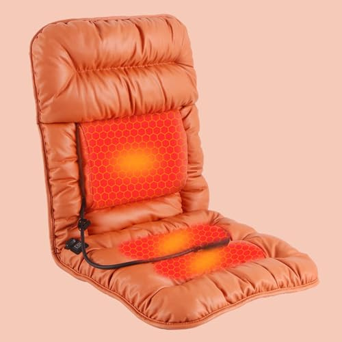 Heating Pad for Office Chair with Lumbar Airbag Support, 12V Heated Seat Covers, Electric Heating Pads with 3 Temperature Settings(Orange)