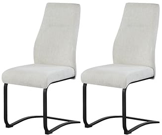 xonox.home – Schwingstuhl Tina 43x98x59 cm Creme 2er Set – Robuster Freischwinger für Esszimmer – Stabil, langlebig, belastbar 120 kg – Eleganter Design-Stuhl für Wohnbereiche