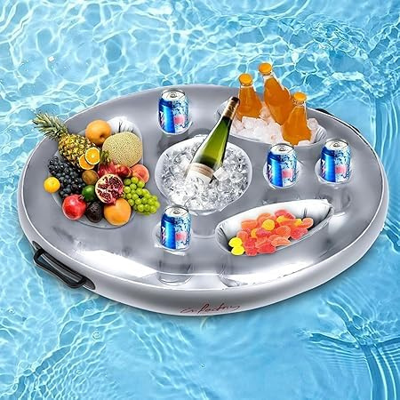 Qivra Aufblasbarer Getränkehalter Schwimmender mit 2pcs Handy-Wasserschutzhüllen und 1pcs Luftpumpe, Aufblasbarer Getränkehalter Pool für Sommer Schwimmbad Party Pool Wasser-Spaß Strand Mottoparty