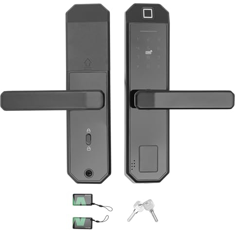 Smart Türschloss,Fingerabdruck-Smart-Schloss mit Touchscreen, Passwort, IC-Karte Und Mechanischem Schlüssel,Fingerabdruck, Elektronisches Riegelschloss,Geeignet für Türen mit einer Dicke von 35–50 mm