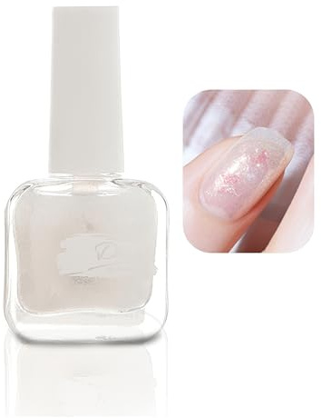 White Glitter Nail Polish - Flash Shiny Quick Dry & Long Lasting Nail Varnish - Chip Resistant Non-Toxic for DIY at Home Nail Art Manicure - No Need Baking (White,Glitter)