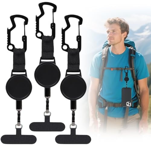 Einziehbarer Handy-Halter, 3 Stück Handysicherung Outdoor Ausziehbar, Phone Tether Anti Theft Lanyard, Einziehbarer Schlüsselanhänger, Handy Diebstahlschutz Band, für Skifahren, Radfahren, Klettern