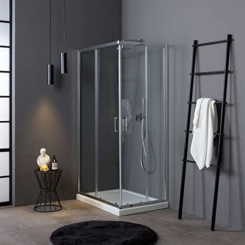 Cabina doccia rettangolare economica cristallo 4 mm 70x90 cromato | Luna