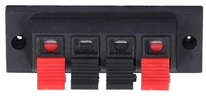 Cablepelado - Set di 4 morsetti per altoparlante, rettangolare, colore nero